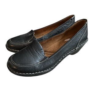 Naturalizer Shane Womens Loafers Black Leather Slip On Block Heel Size 8M